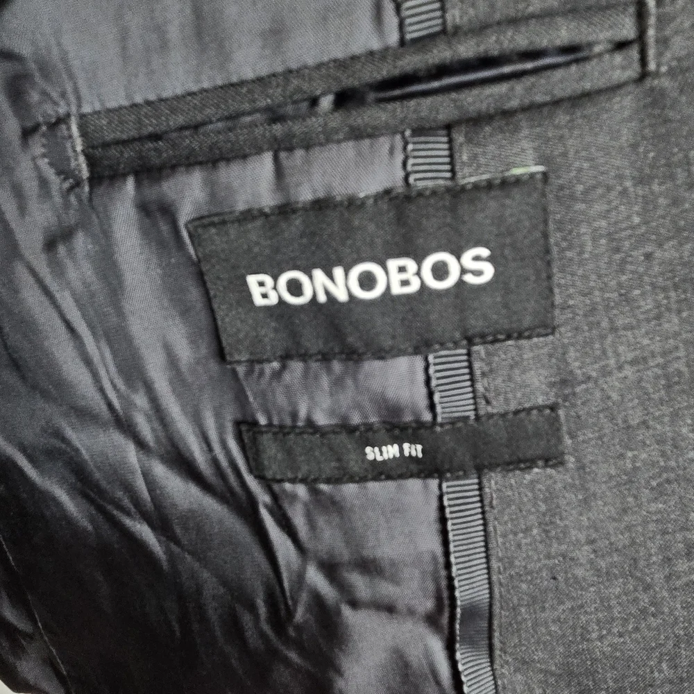 Bonobos Blazer Jacket Mens 38R Gray Slim Fit Wool Blend Pockets‎ Single Breasted
